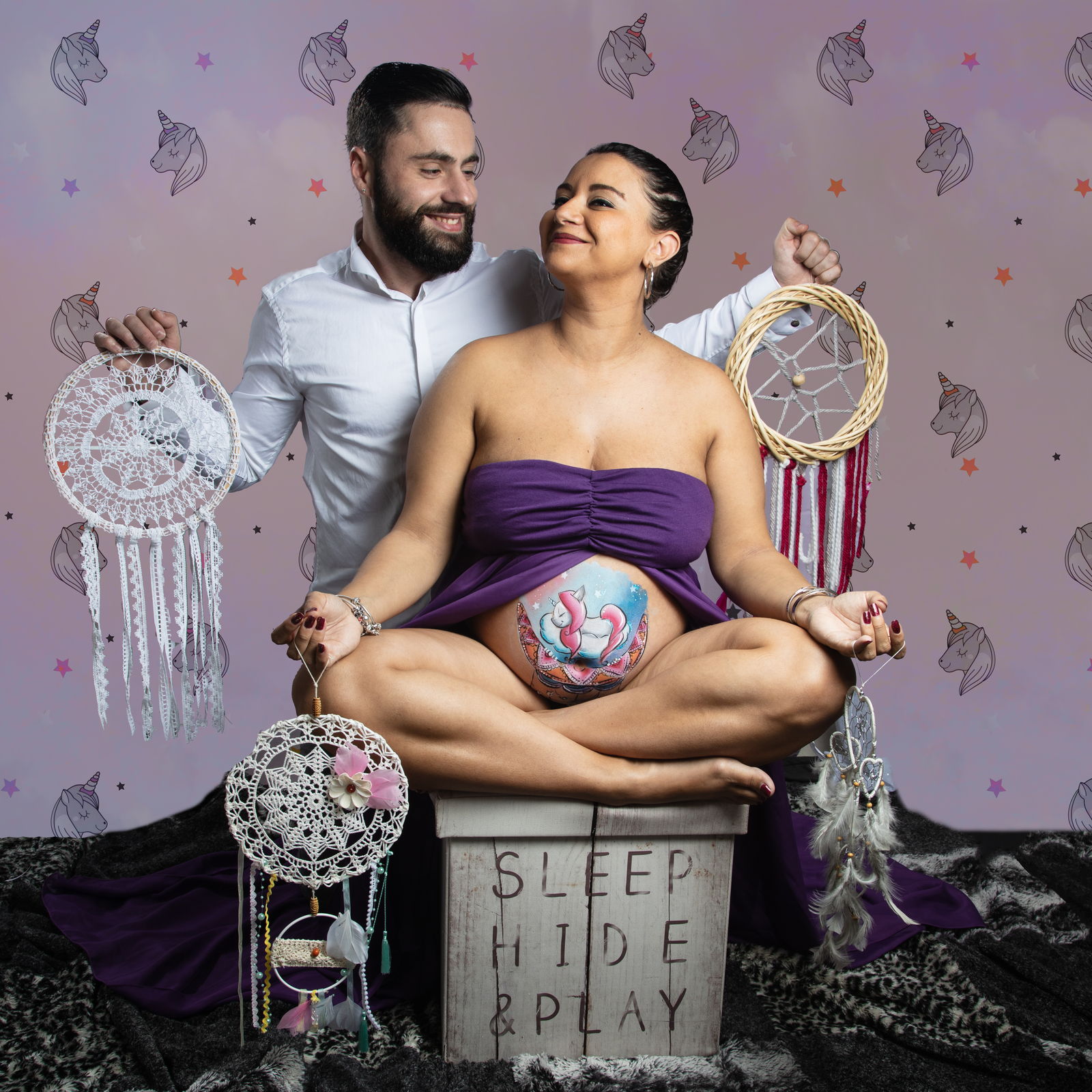Séance Photo Belly avec makeup Licorne